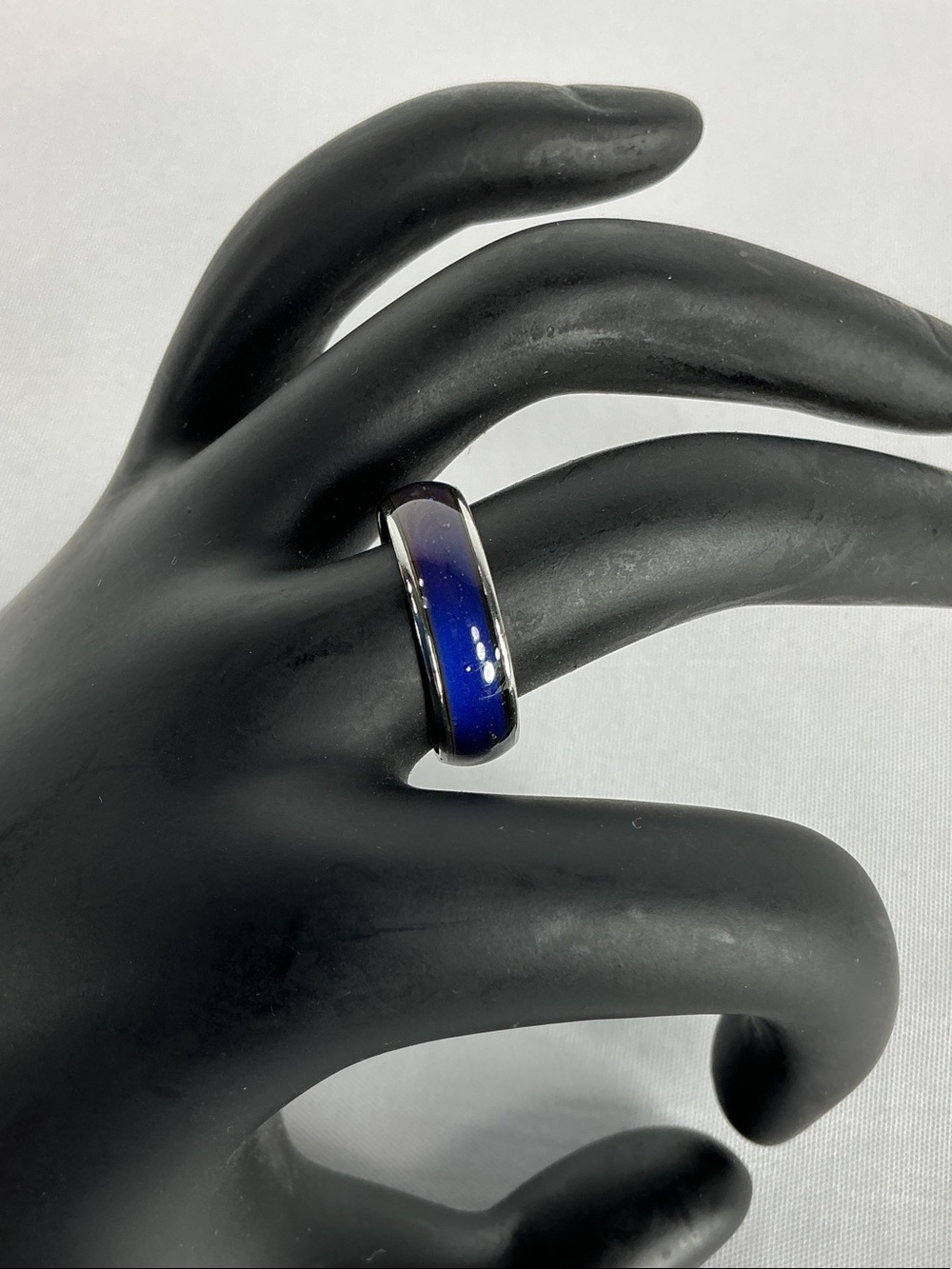 Stainless Steel Mood Ring Size 8 Color Changing Retro Novelty Statement Band